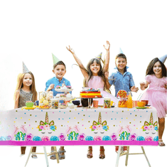 Nikcorp Jednokratni stolnjak Jednorog za djevojčice, set 2 komada za rođendanske zabave i proslave, vodootporan, bijeli 274x137 cm