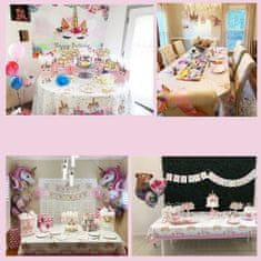 Nikcorp Jednokratni stolnjak Jednorog za djevojčice, set 2 komada za rođendanske zabave i proslave, vodootporan, bijeli 274x137 cm