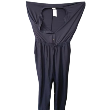 Nikcorp Ženski kombinezon kratkih rukava, udoban i lagan za ljeto, prozračan materijal, ležerni kroj, tamnoplavi, XL