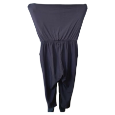 Nikcorp Ženski kombinezon kratkih rukava, udoban i lagan za ljeto, prozračan materijal, ležerni kroj, tamnoplavi, XL