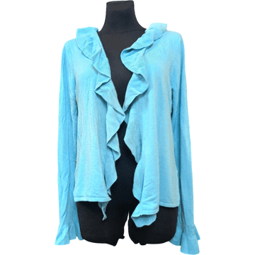 Nikcorp Ženski kardigan topli i udobni, dugi elegantni kroj za proljeće i jesen, mekani akril, plavi, veličina 44