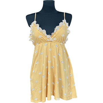 Nikcorp Ženska haljina do koljena od pamuka, udobna i prozračna za ljeto, elegantan kroj za svaki dan i posebne prigode, žuta, 36