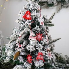 Nikcorp Božićni ukrasi drveni privjesci za bor, set 12 komada, glatko polirano drvo s vezicom za vješanje, crveni i bijeli