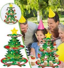 Nikcorp Božićni stalak za kolače, 3 razine, kartonski, za muffine i deserte, blagdanski ukras za stol, božićni motivi