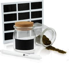 Nikcorp Set staklenki 12 komada za začine s plutenim čepom, naljepnice i kreda marker, za organizaciju kuhinje, 150 ml