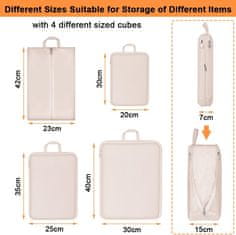 Nikcorp Putni organizatori za kofer 4 kom, vodootporne torbe za pakiranje odjeće i obuće, mrežasti dizajn, bež boja