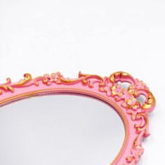 Nikcorp Ovalno ogledalo s okvirom, 2 komada, vintage stil za zid ili kao pladanj za nakit, ukrasna dekoracija za spavaću sobu, roza