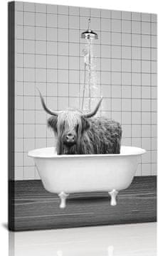 Nikcorp Smiješna slika na platnu, minimalistički dizajn za kupaonicu, vodootporna dekoracija bez okvira, 60x90 cm