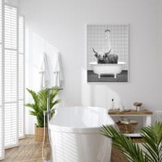 Nikcorp Smiješna slika na platnu, minimalistički dizajn za kupaonicu, vodootporna dekoracija bez okvira, 60x90 cm