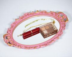 Nikcorp Ovalno ogledalo s okvirom, 2 komada, vintage stil za zid ili kao pladanj za nakit, ukrasna dekoracija za spavaću sobu, roza