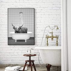 Nikcorp Smiješna slika na platnu, minimalistički dizajn za kupaonicu, vodootporna dekoracija bez okvira, 60x90 cm