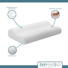 Nikcorp Ergonomski jastuk za vrat za bolji san, ortopedski, od memorijske pjene, za spavanje na leđima i boku, bijeli, 50x30 cm