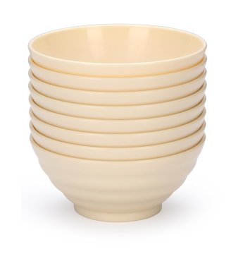 Nikcorp Plastične zdjele set 8 komada, višekratne i nelomljive, za žitarice, juhu, salatu, piknik, bež boja, 750 ml