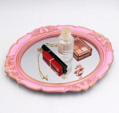 Nikcorp Set 2x Dekorativno Ogledalo Vintage, Ovalno Zidno Ogledalo za Spavaću Sobu i Dnevni Boravak, Barokni Okvir, Roza 37,6x33,3 cm