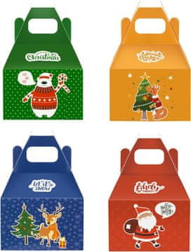 Nikcorp Božićne kutije za poklone i kolače, set 24 kom, ekološki karton, 4 dizajna, s poklopcem, 15x13x10 cm