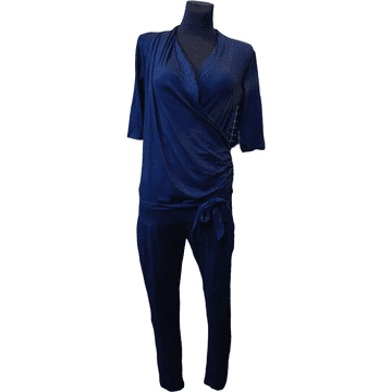 Nikcorp Kombinezon kratkih rukava za žene, udoban i lagan za ljeto, prozračni materijal, ležerni kroj, tamnoplavi, vel. 36/38