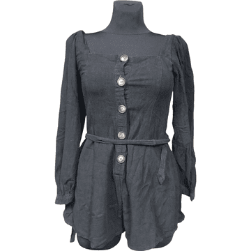 Nikcorp Ženski kombinezon s kratkim hlačama, lagan i prozračan za ljeto, udoban široki kroj za plažu i grad, crni, veličina 38