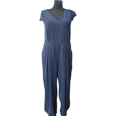 Nikcorp Ženski kombinezon kratkih rukava za ljeto, udoban i lagan, prozračni materijal, ležerni kroj, tamnoplavi, veličina 40