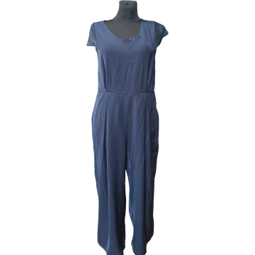 Nikcorp Ženski kombinezon kratkih rukava za ljeto, udoban i lagan, prozračni materijal, ležerni kroj, tamnoplavi, veličina 40
