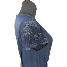 Nikcorp Ženski kombinezon kratkih rukava za ljeto, udoban i lagan, prozračni materijal, ležerni kroj, tamnoplavi, veličina 40