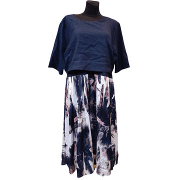 Nikcorp Elegantna haljina do koljena za udobnost i stil, za posao i posebne prigode, prozračni materijal, tamnoplava, veličina 54