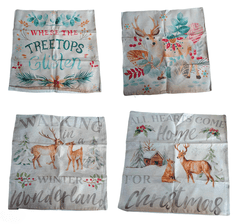 Nikcorp Božićne jastučnice set 4 kom, dekorativne navlake za jastuke za kauč i sobu, pamuk i lan, skriveni zatvarač, 50x50 cm