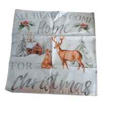 Nikcorp Božićne jastučnice set 4 kom, dekorativne navlake za jastuke za kauč i sobu, pamuk i lan, skriveni zatvarač, 50x50 cm