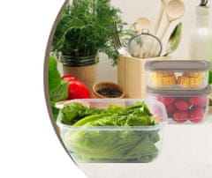 Nikcorp Set posuda za hranu s hermetičkim poklopcem, 5 komada, za organizaciju kuhinje, hladnjak i zamrzivač, BPA free, 2400/600/400 ml