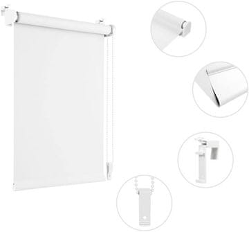 Nikcorp Rolo zavjesa za zamračivanje s termo izolacijom, Klemmfix montaža bez bušenja, za prozore i zid, bijela, 45 x 130 cm