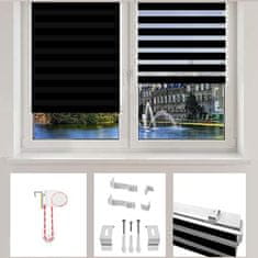 Nikcorp Dvostruka rolo zavjesa dan-noć za montažu bez bušenja, s podesivim nosačima za prozore, crna, 60 x 150 cm