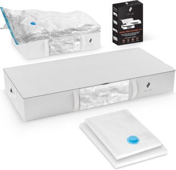 Nikcorp Set za pohranu ispod kreveta, 2x vakuumske vreće i 2x torbe za uštedu prostora, za odjeću, posteljinu, poplune, bijela