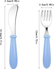 Nikcorp Dječji pribor za jelo 3 komada, siguran za učenje samostalnog hranjenja, nehrđajući čelik, ergonomski dizajn, plavi