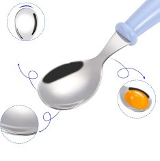 Nikcorp Dječji pribor za jelo 3 komada, siguran za učenje samostalnog hranjenja, nehrđajući čelik, ergonomski dizajn, plavi