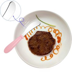 Nikcorp Dječji pribor za jelo za učenje samostalnog hranjenja, sigurni zaobljeni rubovi, nehrđajući čelik, 3 komada, roza boja