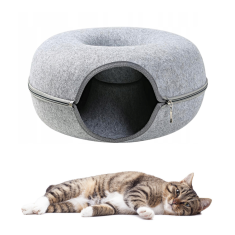 Nikcorp Ležaj za mačke tunel, udobno sklonište za odmor i igru, izdržljivi filc otporan na grebanje, sivi, 70x25x65 cm