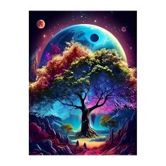 Nikcorp Slikanje dijamantima 5D set za izradu mozaika, kreativna DIY slika Svemirsko drvo za opuštanje i dekoraciju, 40x30 cm
