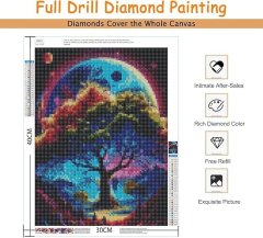 Nikcorp Slikanje dijamantima 5D set za izradu mozaika, kreativna DIY slika Svemirsko drvo za opuštanje i dekoraciju, 40x30 cm
