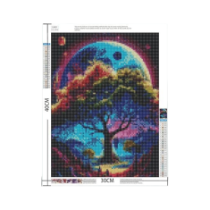 Nikcorp Slikanje dijamantima 5D set za izradu mozaika, kreativna DIY slika Svemirsko drvo za opuštanje i dekoraciju, 40x30 cm