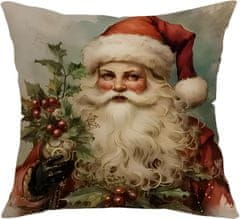 Nikcorp Božićna jastučnica s Djedom Mrazom, dekorativna navlaka za jastuk za kauč i sobu, pamuk i lan, skriveni patent, 45x45 cm