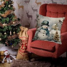Nikcorp Božićna jastučnica za ukrasni jastuk, dekorativna navlaka za kauč i sobu s motivom snjegovića, pamuk i lan, 45x45 cm