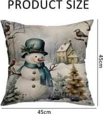 Nikcorp Božićna jastučnica za ukrasni jastuk, dekorativna navlaka za kauč i sobu s motivom snjegovića, pamuk i lan, 45x45 cm