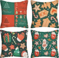 Nikcorp Ukrasne jastučnice Božićne 4 kom, dekorativne navlake za jastuke za dnevni boravak, zimski motivi, perive u perilici, 45x45 cm
