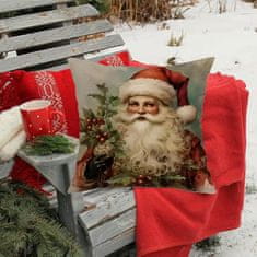 Nikcorp Božićna jastučnica s Djedom Mrazom, dekorativna navlaka za jastuk za kauč i sobu, pamuk i lan, skriveni patent, 45x45 cm