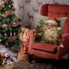 Nikcorp Božićna jastučnica s Djedom Mrazom, dekorativna navlaka za jastuk za kauč i sobu, pamuk i lan, skriveni patent, 45x45 cm