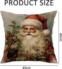 Nikcorp Božićna jastučnica s Djedom Mrazom, dekorativna navlaka za jastuk za kauč i sobu, pamuk i lan, skriveni patent, 45x45 cm
