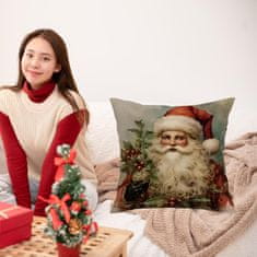 Nikcorp Božićna jastučnica s Djedom Mrazom, dekorativna navlaka za jastuk za kauč i sobu, pamuk i lan, skriveni patent, 45x45 cm