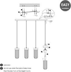 Nikcorp Moderna viseća svjetiljka s 4 žarulje, podesiva visina, za dnevni boravak i blagovaonicu, crni metal i dimljeno staklo 80x132cm