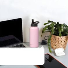 Nikcorp Boca za vodu termosica od nehrđajućeg čelika, dvostruka stijenka za toplu i hladnu tekućinu, za teretanu i putovanja, roza 700 ml