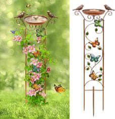 Nikcorp Pojilica za ptice s rešetkom za biljke penjačice, metalna, otporna na vremenske uvjete, antikni smeđi dizajn, 34x99 cm