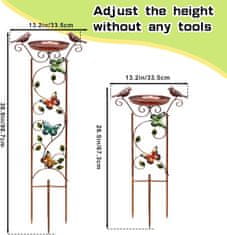 Nikcorp Pojilica za ptice s rešetkom za biljke penjačice, metalna, otporna na vremenske uvjete, antikni smeđi dizajn, 34x99 cm